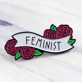 Feminist Red Rose Floral Enamel Pin